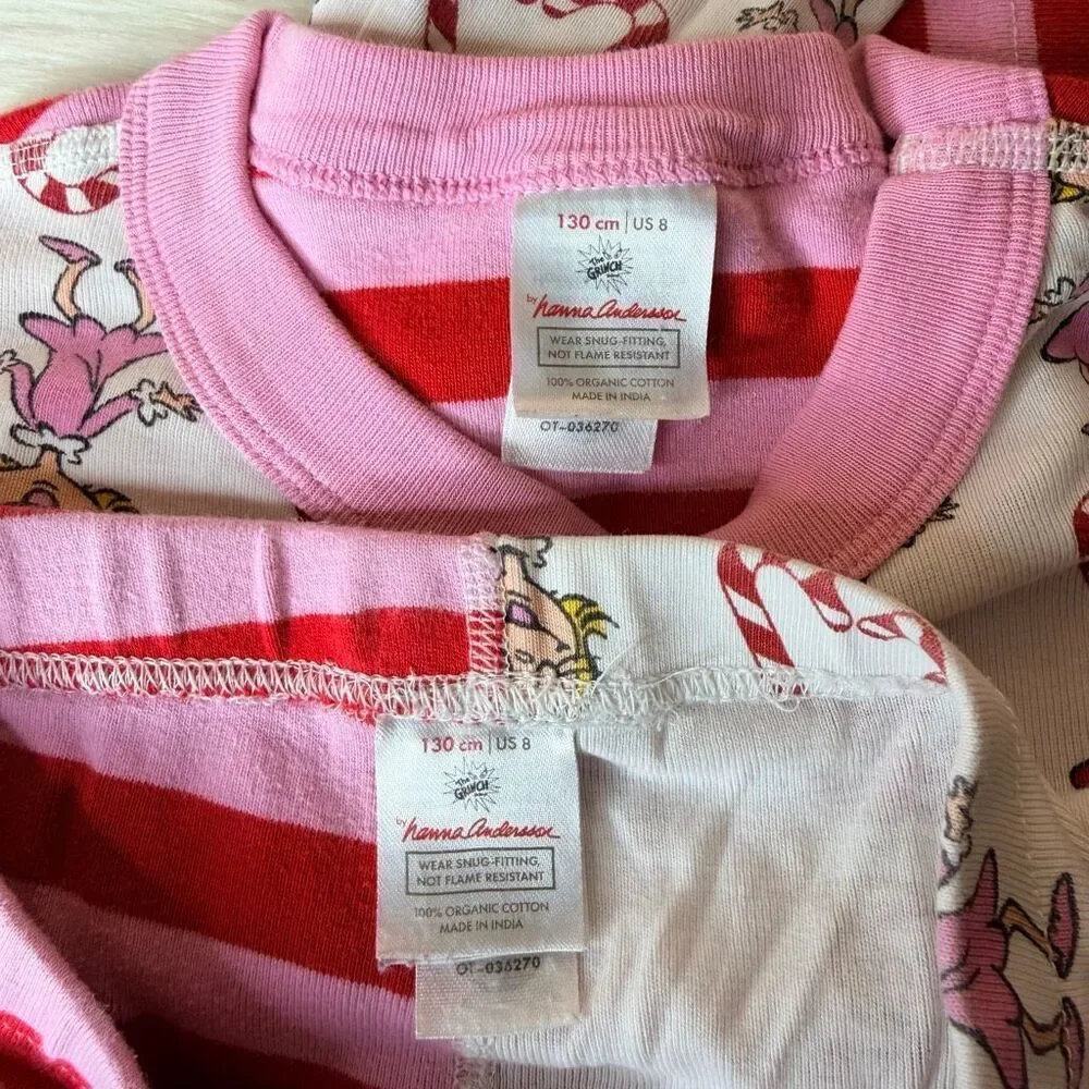 Hanna Andersson Dr. Seuss Grinch Long John Pajama Set Cindy Lou Who Candy Cane 8